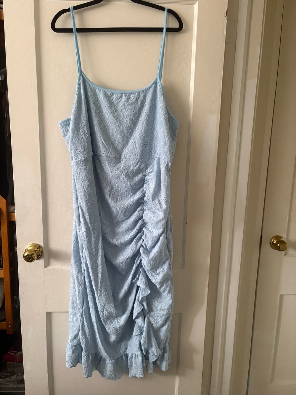 SHEIN Sky Blue Lace Ruffle Midi Dress